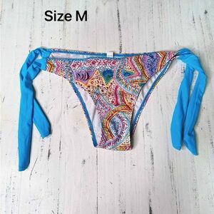 New York Colorful Paisley Bikini Bottoms with Blue Ties